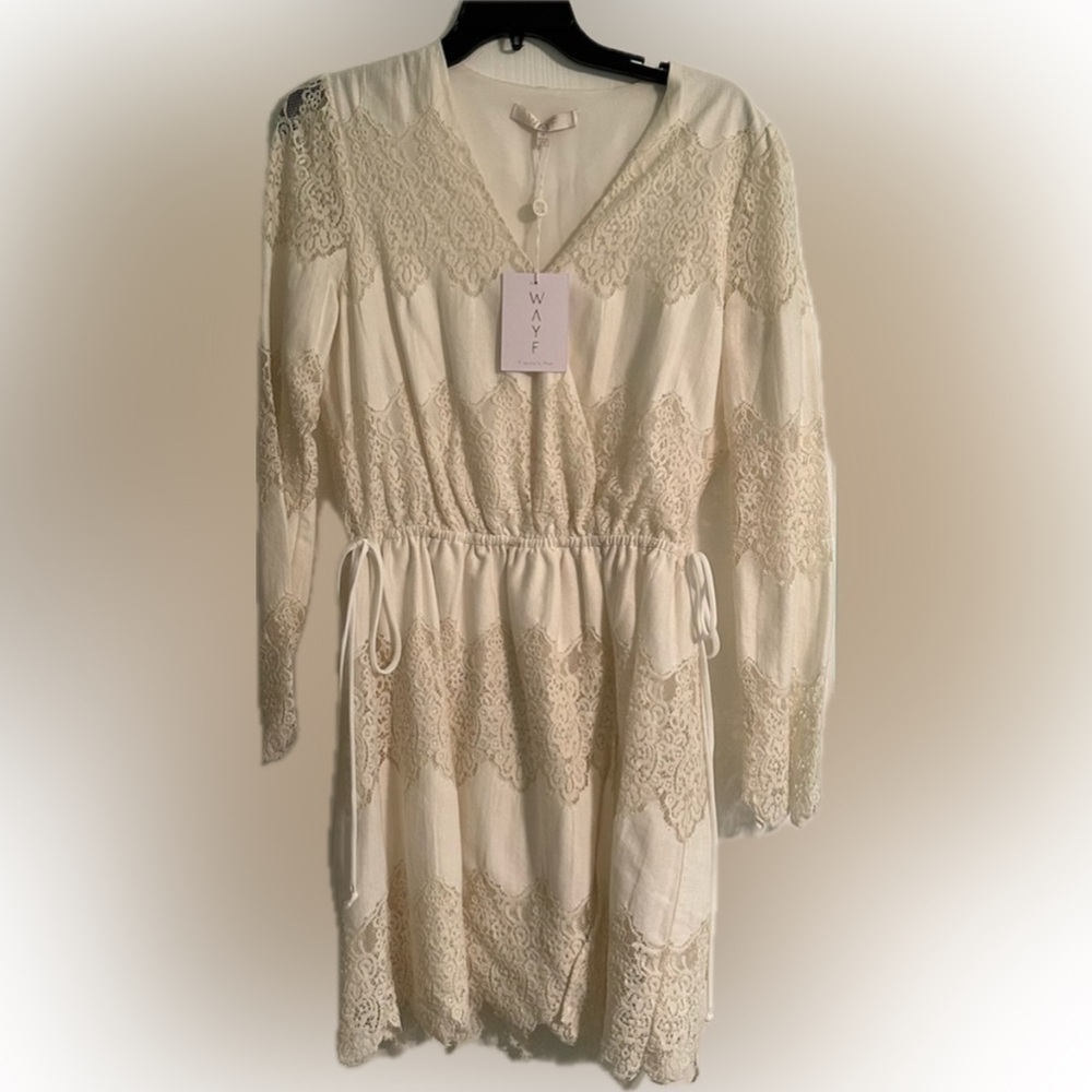 Wayf White Shores Lace Dress- Size Medium- NWT